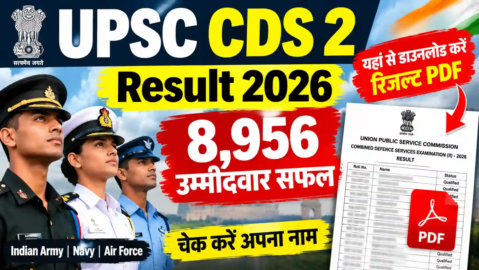 UPSC CDS 2 Result 2026